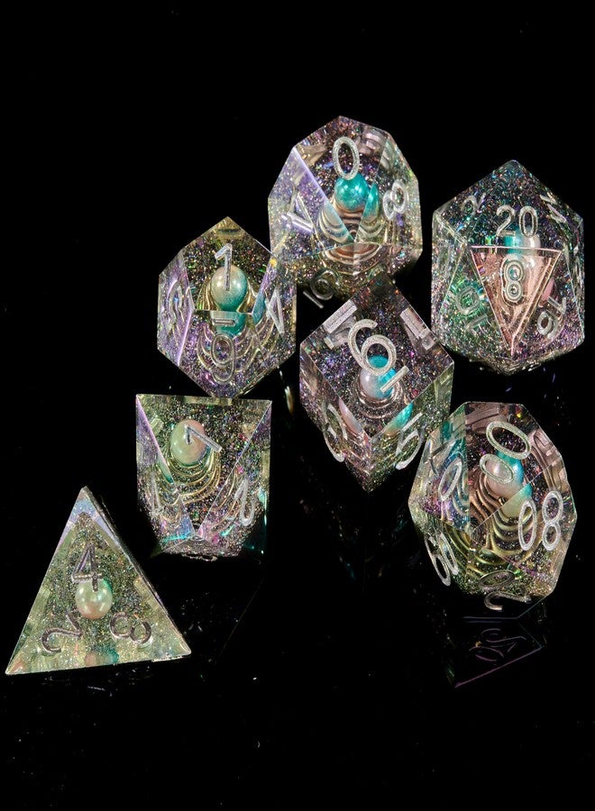 FugaCity DND Dice Set,Liquid Core Handmade Sharp Edge 7 Piece Resin Dice-Dungeons and Dragons Polyhedral Dice Set, D&D Dice Set with Gift Dice Case for RPG MTG Table Games （ - Image 2